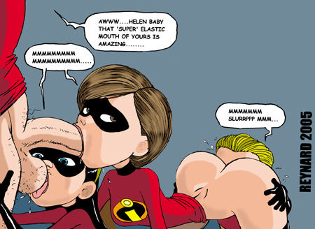 450px x 328px - Mr. Awesome getting his manstick deepthroated by Mrs. Awesome while Violet  munches his nut and Dash munches out Mrs. Incredibles' vulva. â€“ Incredibles  Cartoon Sex